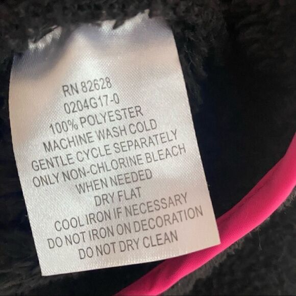 South Pole Jr Black and Pink  NASA Fuzzy Teddy Zip Up Jacket Size Medium - Picture 7 of 9